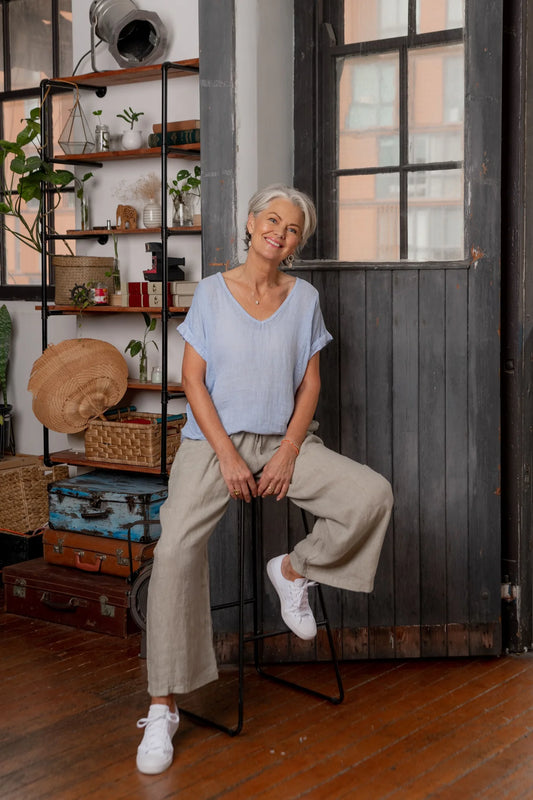Plain Linen Tee with band