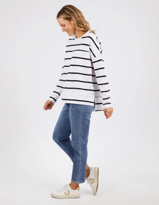 Jayne Throw On Stripe Top- White