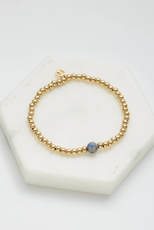 Gold Bead Bracelet - Navy