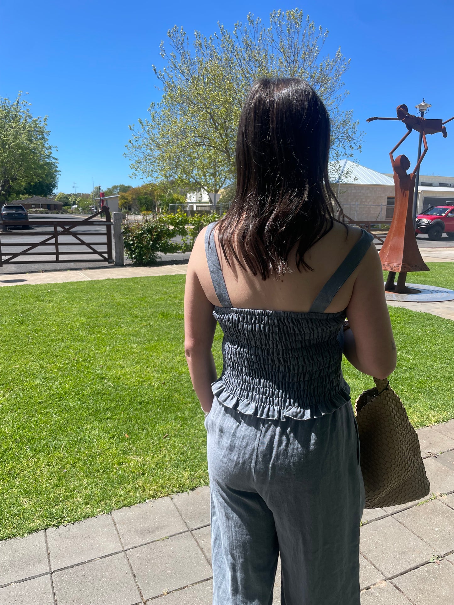 True Fantasy Linen Top - Smoke Blue