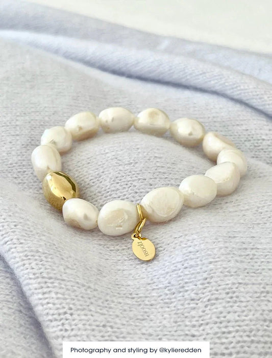 Lucienne White Pearl Gold Bracelet