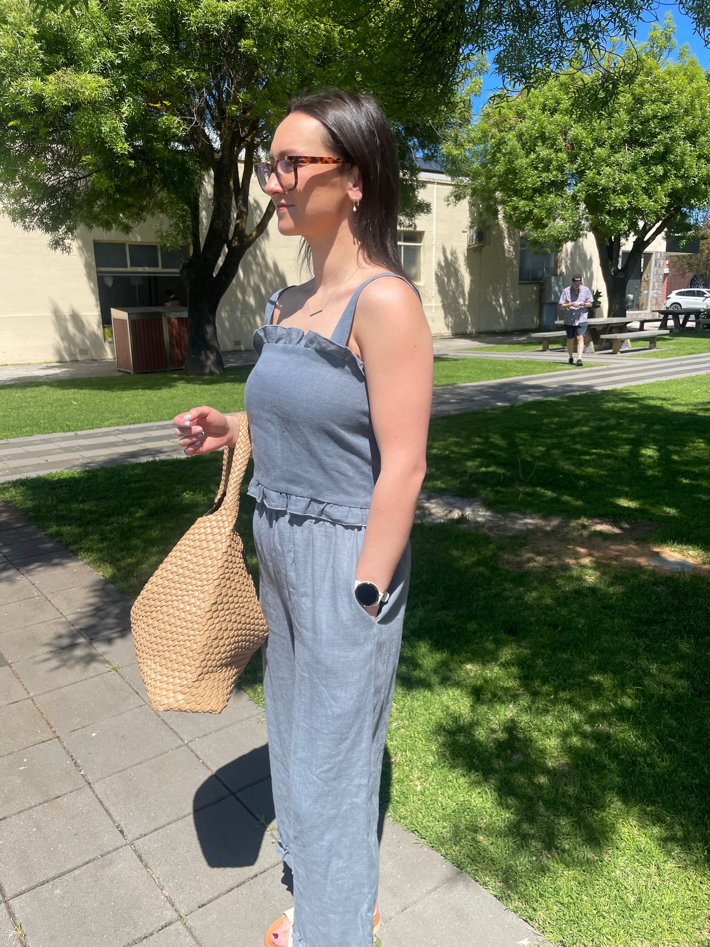 True Fantasy Linen Top - Smoke Blue