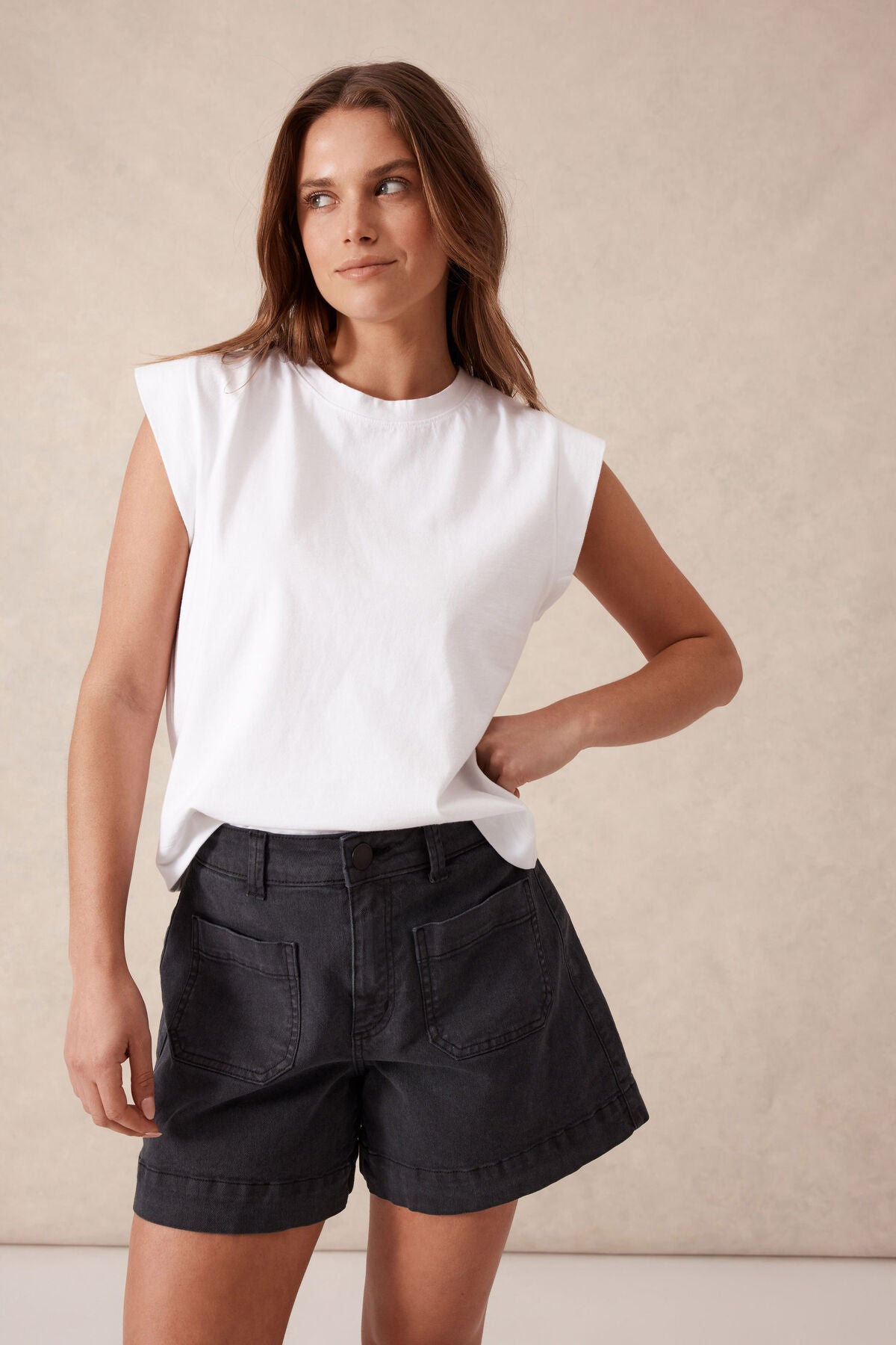 Denim Patch Pocket Short - Washed Black