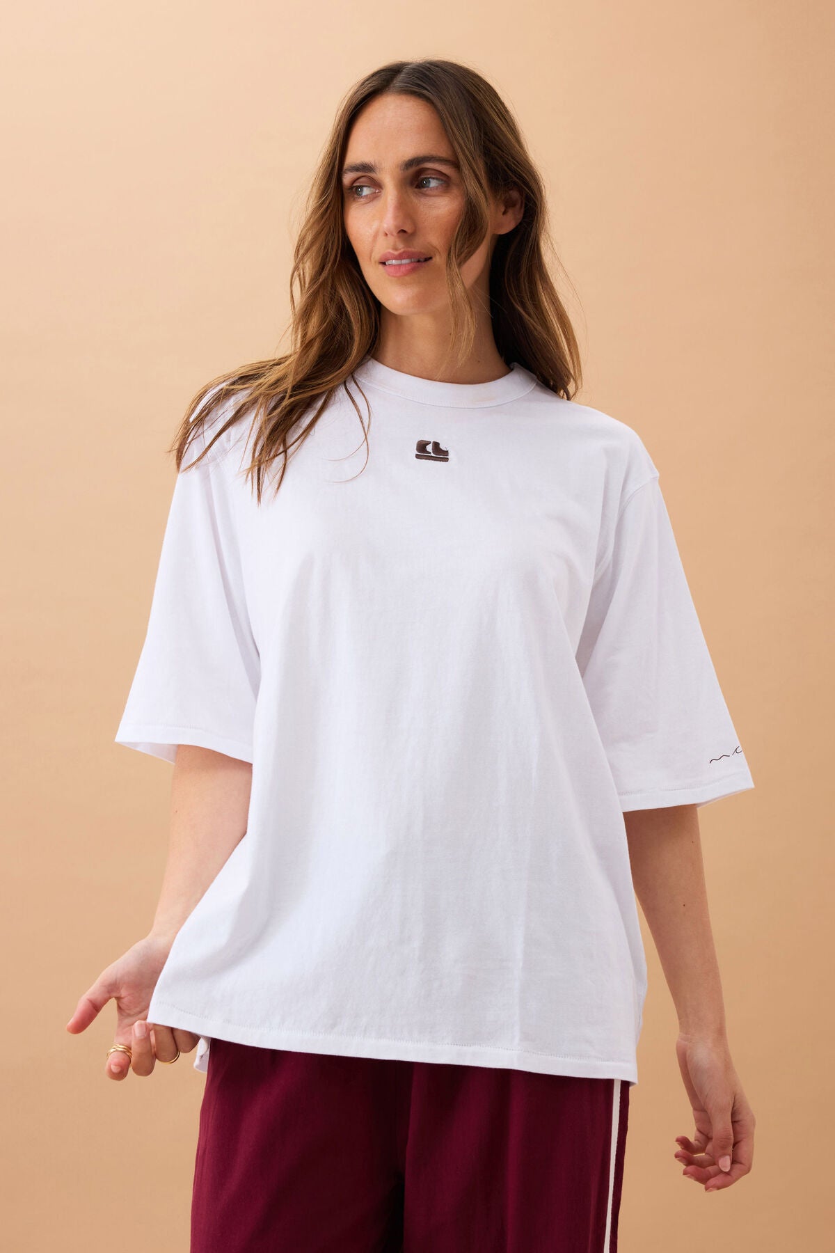 Oversized Tee - Choc CL Embroidery
