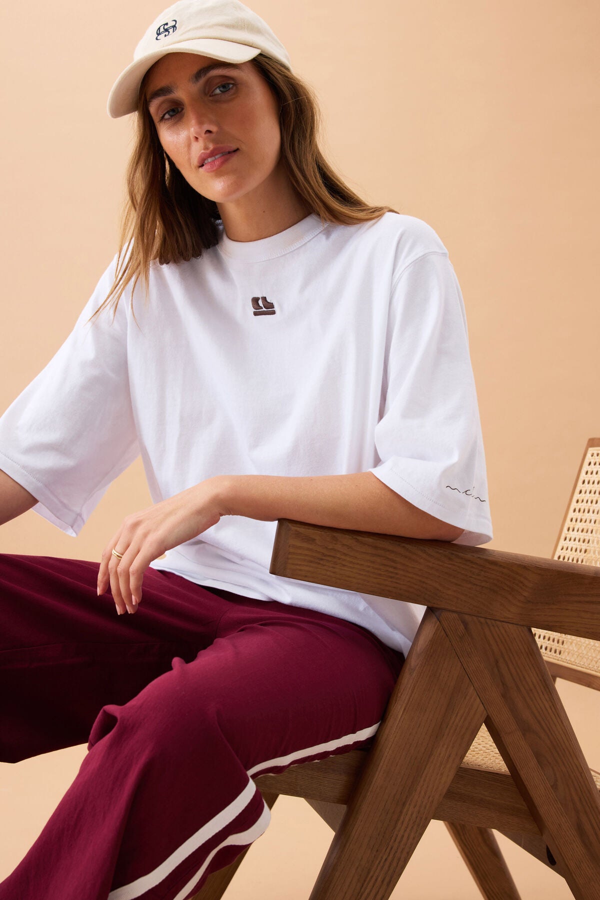 Oversized Tee - Choc CL Embroidery
