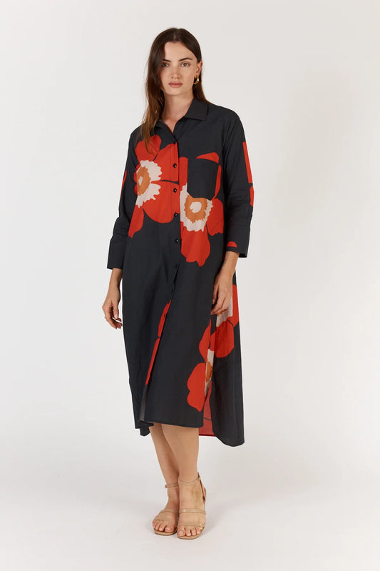 Poppy Shirtdress - Red
