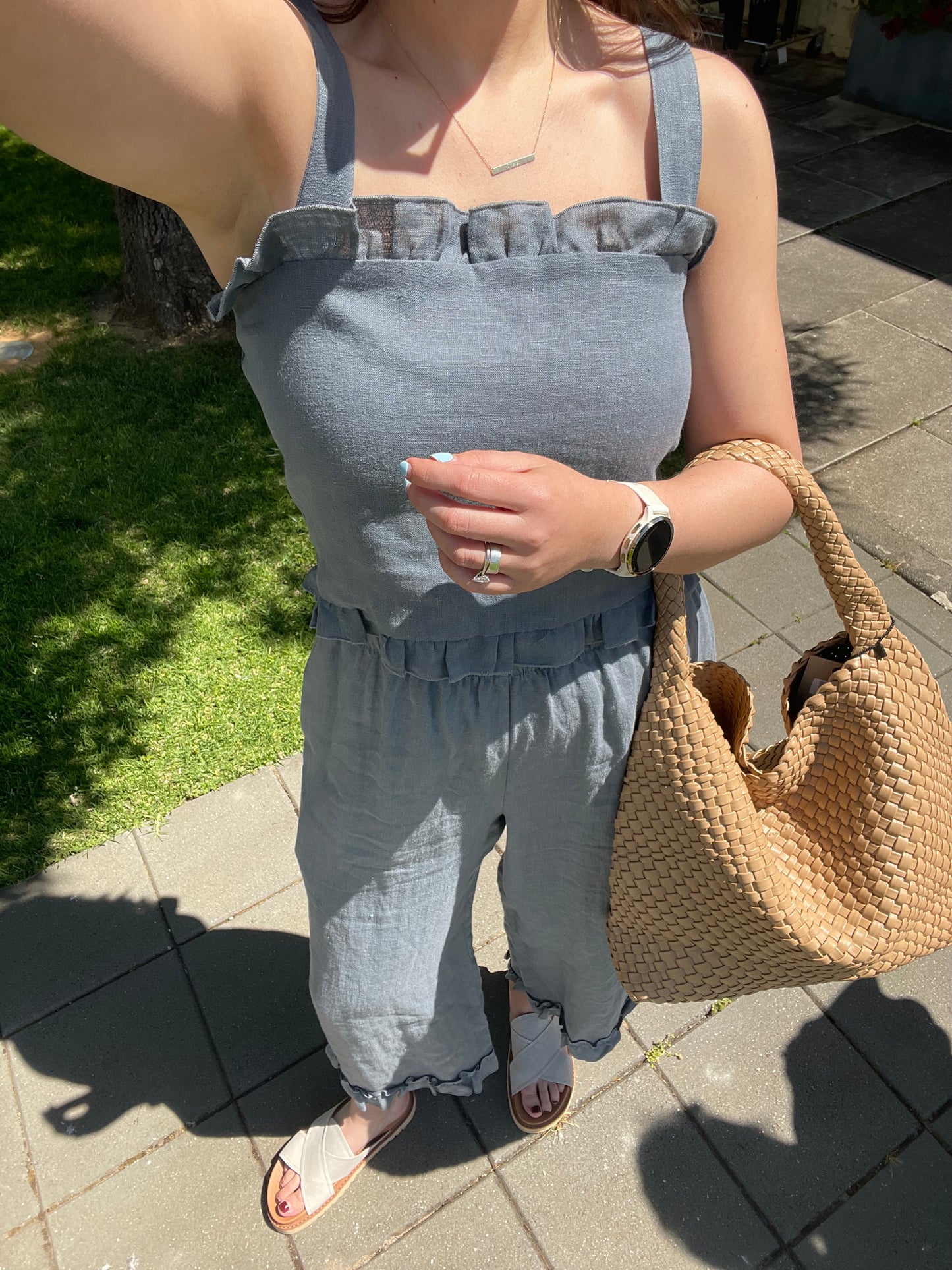 True Fantasy Linen Top - Smoke Blue