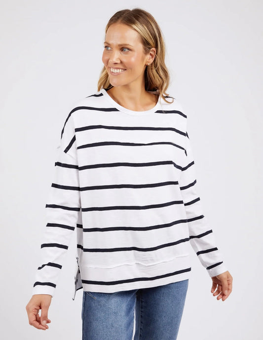 Jayne Throw On Stripe Top- White