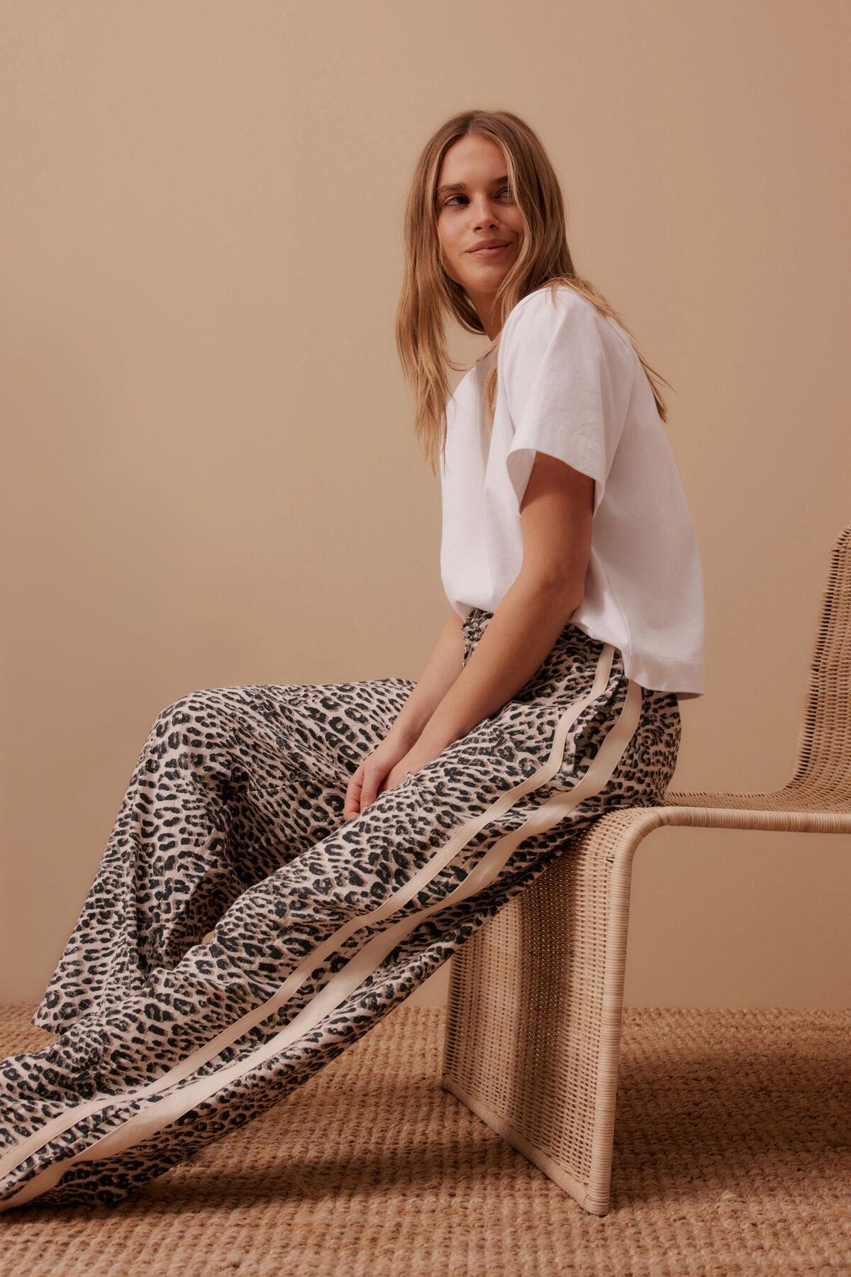 Relaxed Drawstring Pant - Leopard Linen Blend