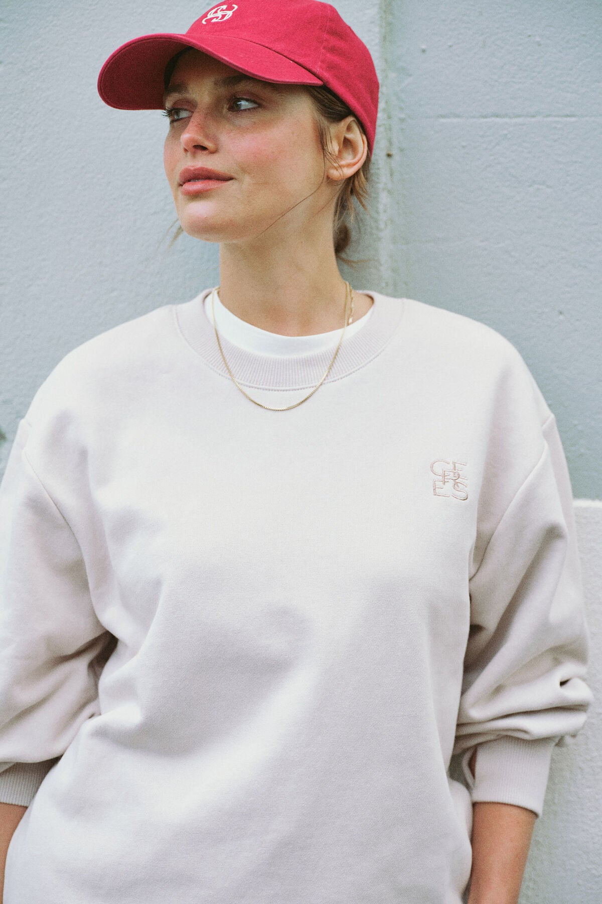 Oversized Slouchy Crew - Almond