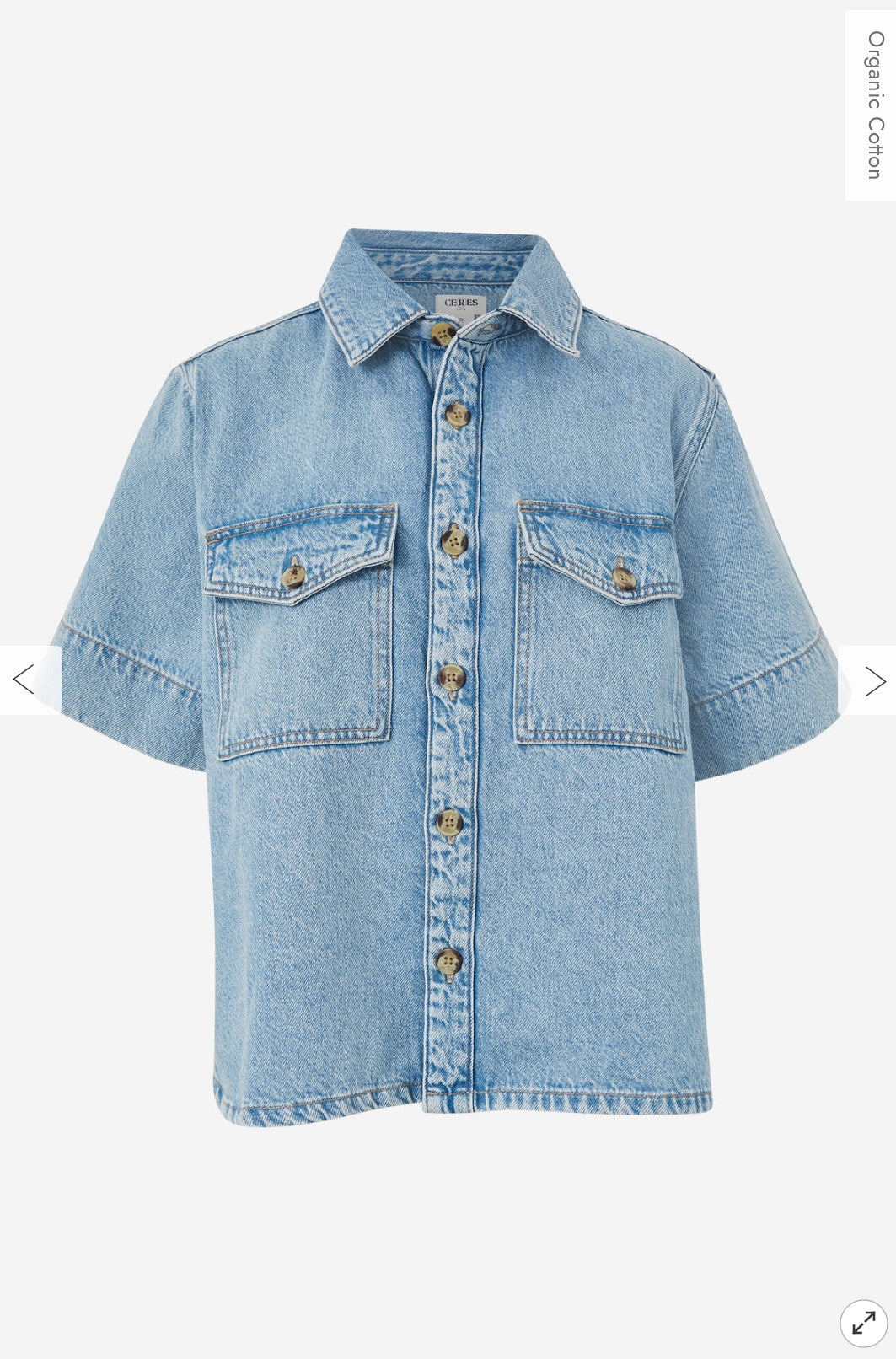 Short Sleeve Boxy Shirt - Denim