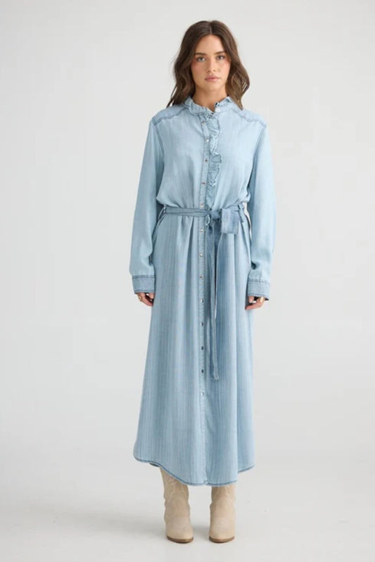 Pedro Maxi Dress - Light Wash Denim