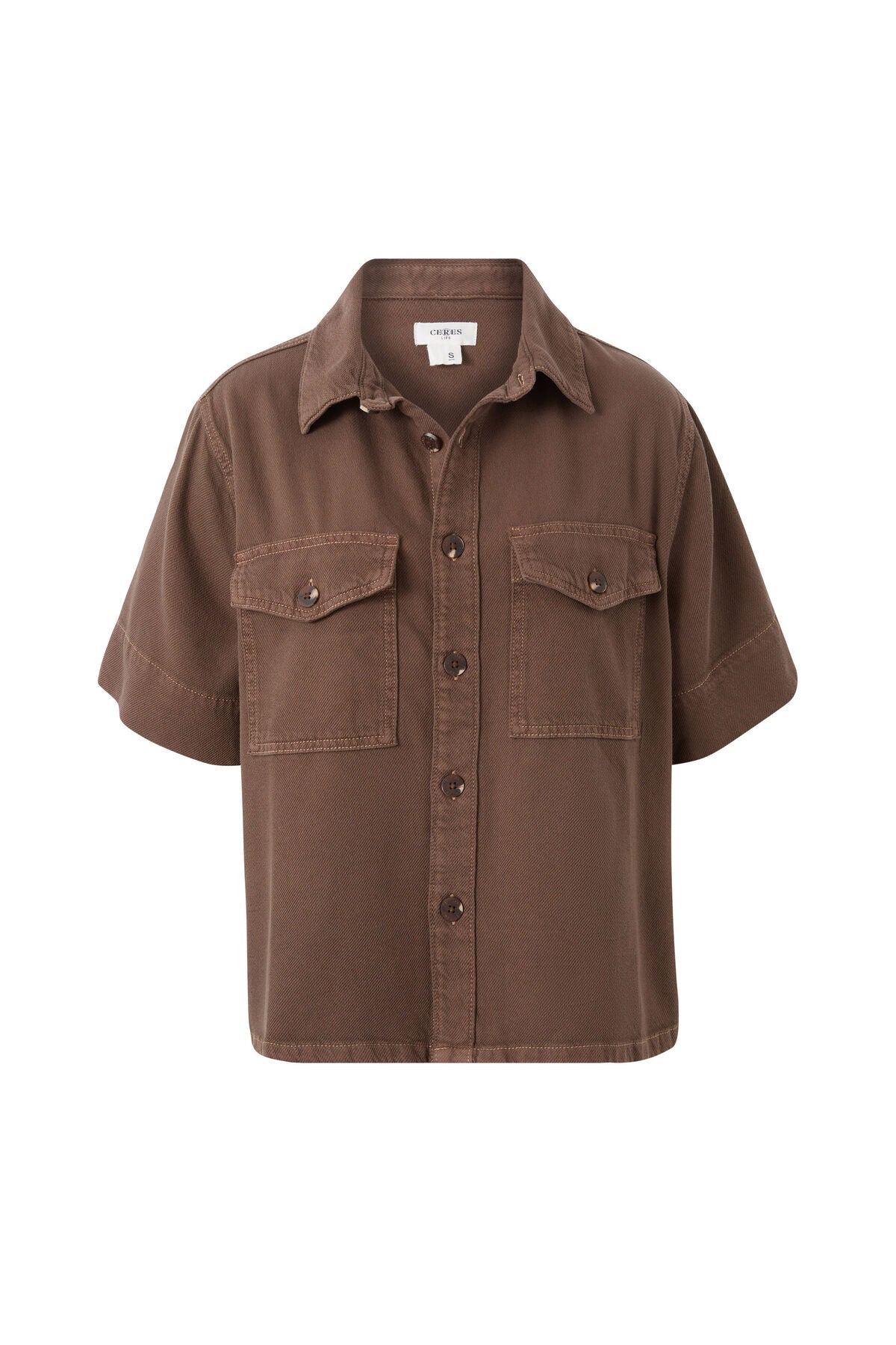 Short Sleeve Boxy Shirt - Mocha