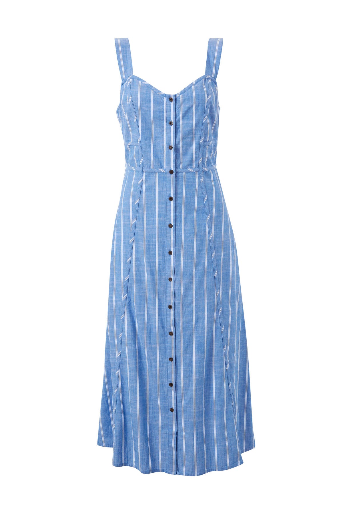 Strappy Placket Dress - Oxford Blue/White Twin Stripe