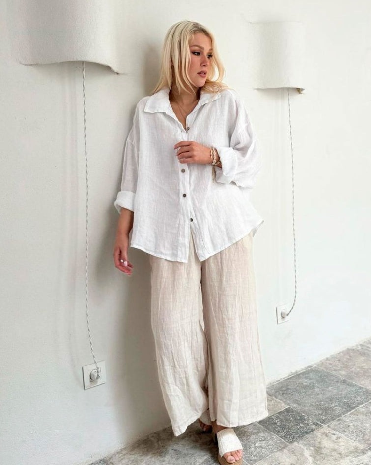 Charlee Linen Shirt White