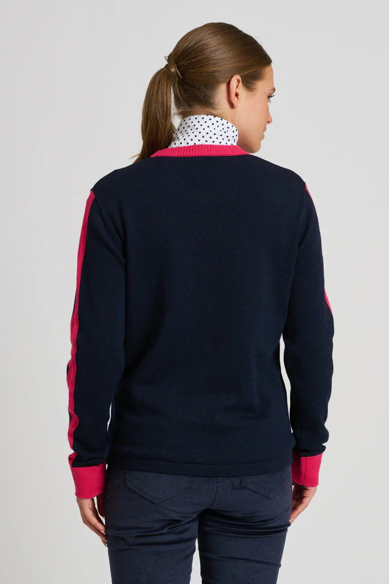 Club Highlands Sweater - French Navy Raspberry
