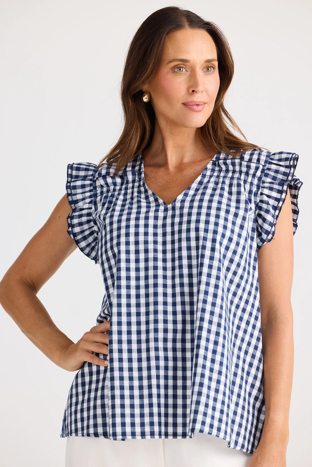 Paz Top - Navy Gingham