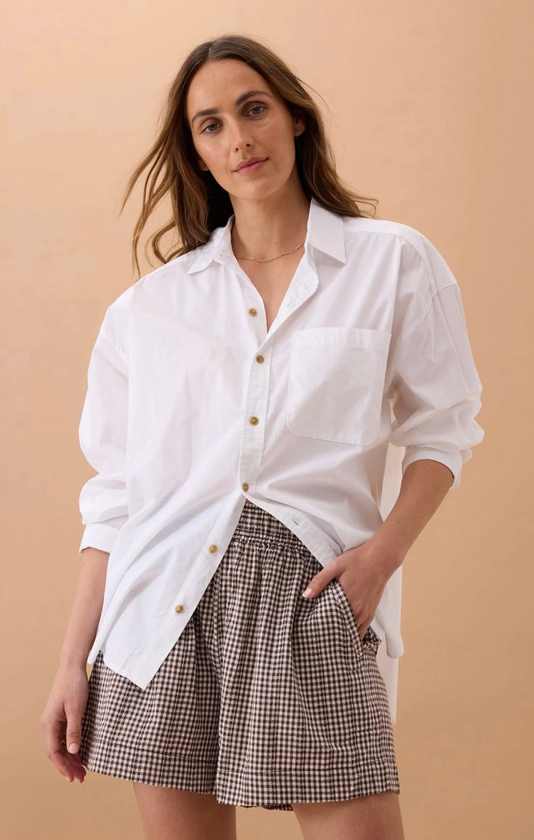 Cotton Poplin Short - Chocolate Gingham
