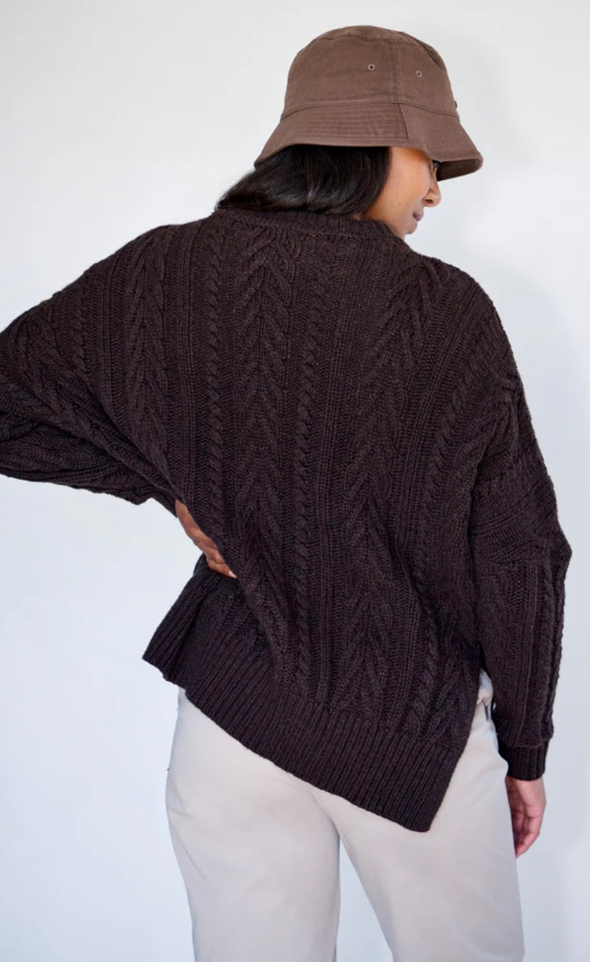 Chocolate Soft Touch Cable Pullover