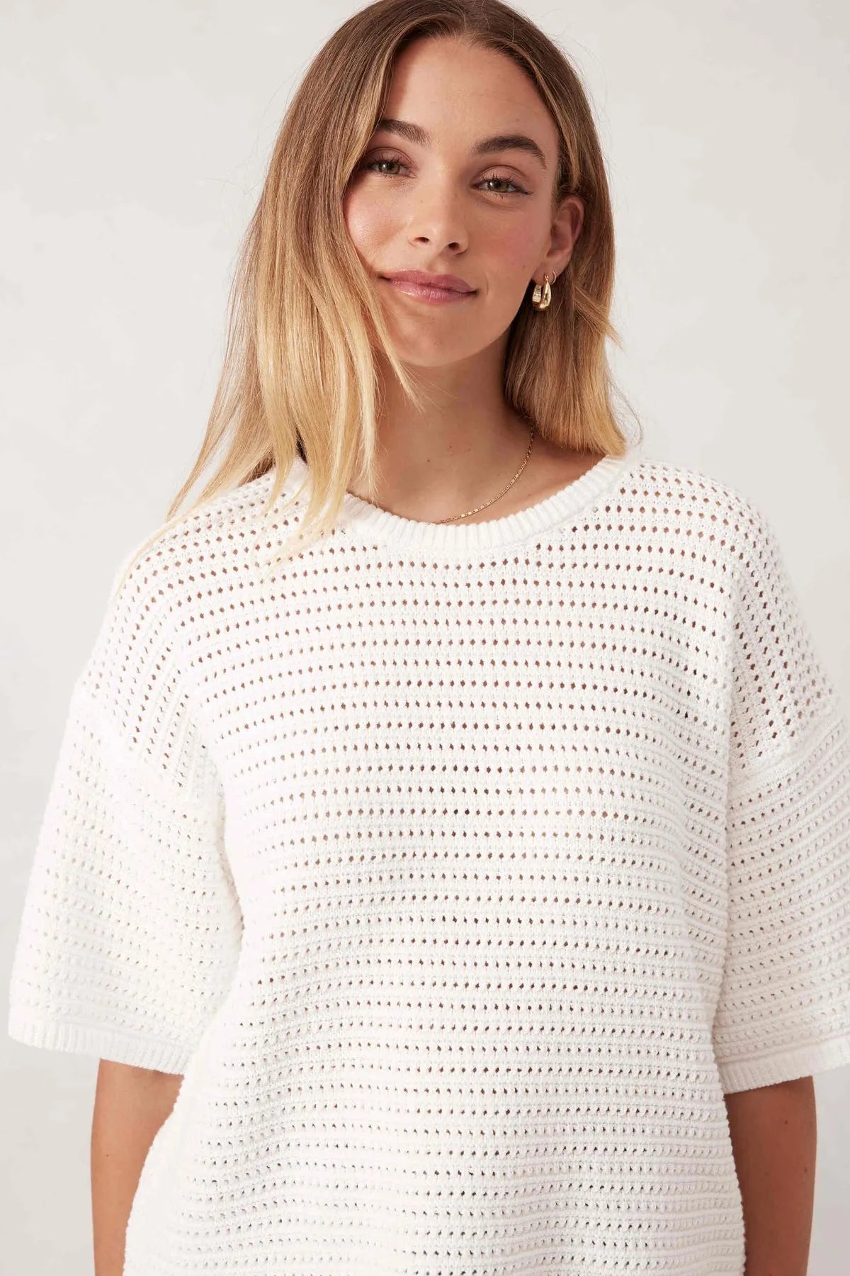 Textured Boxy Knit Tee