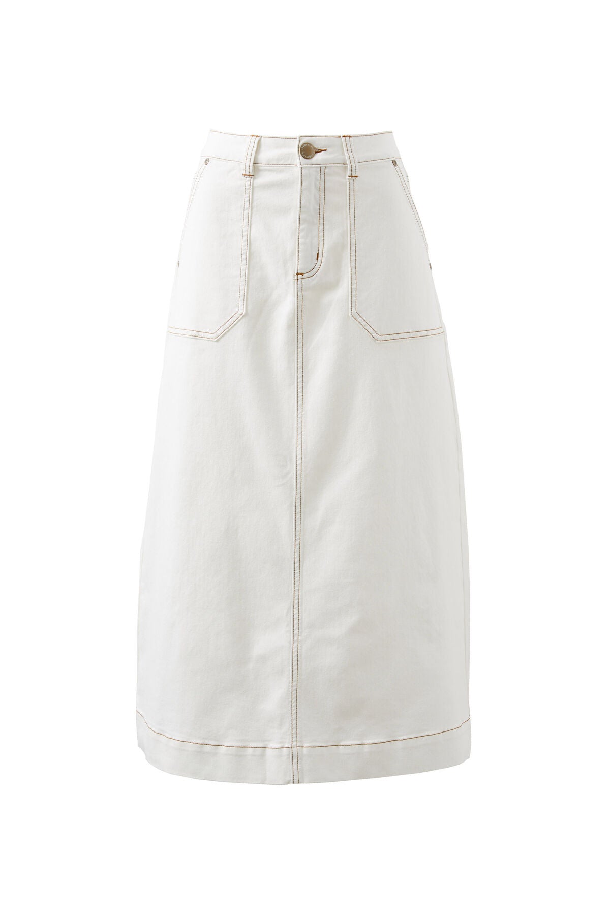 Patch Pocket Denim Midi Skirt