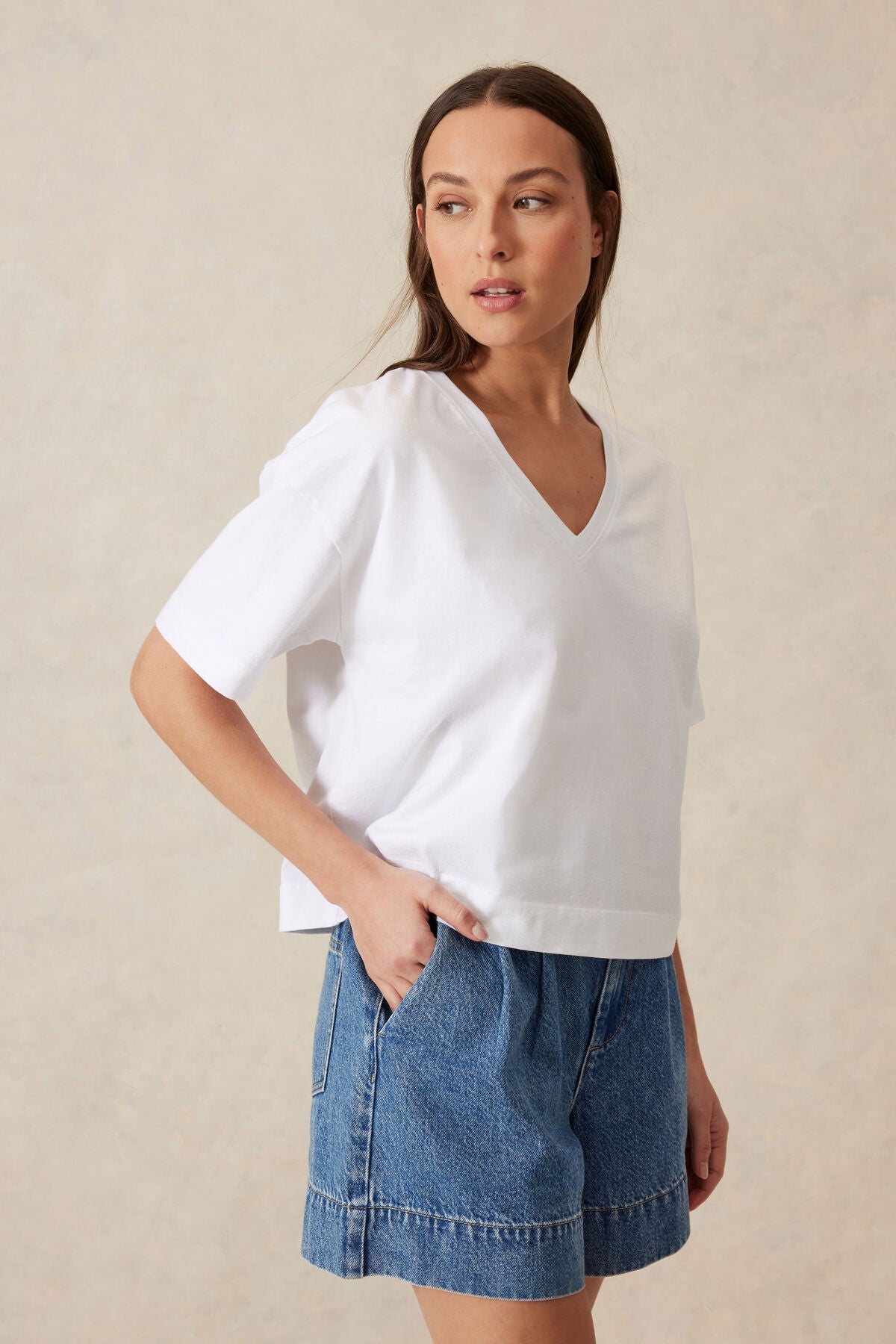 Boxy V Neck Tee