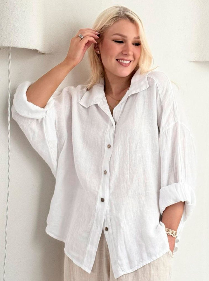 Charlee Linen Shirt White