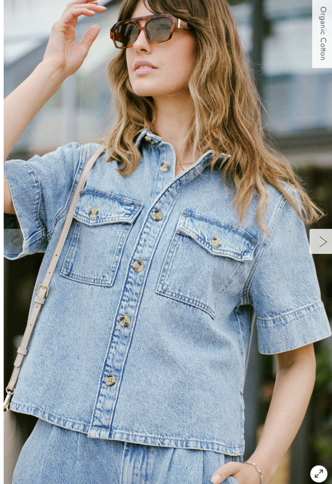 Short Sleeve Boxy Shirt - Denim