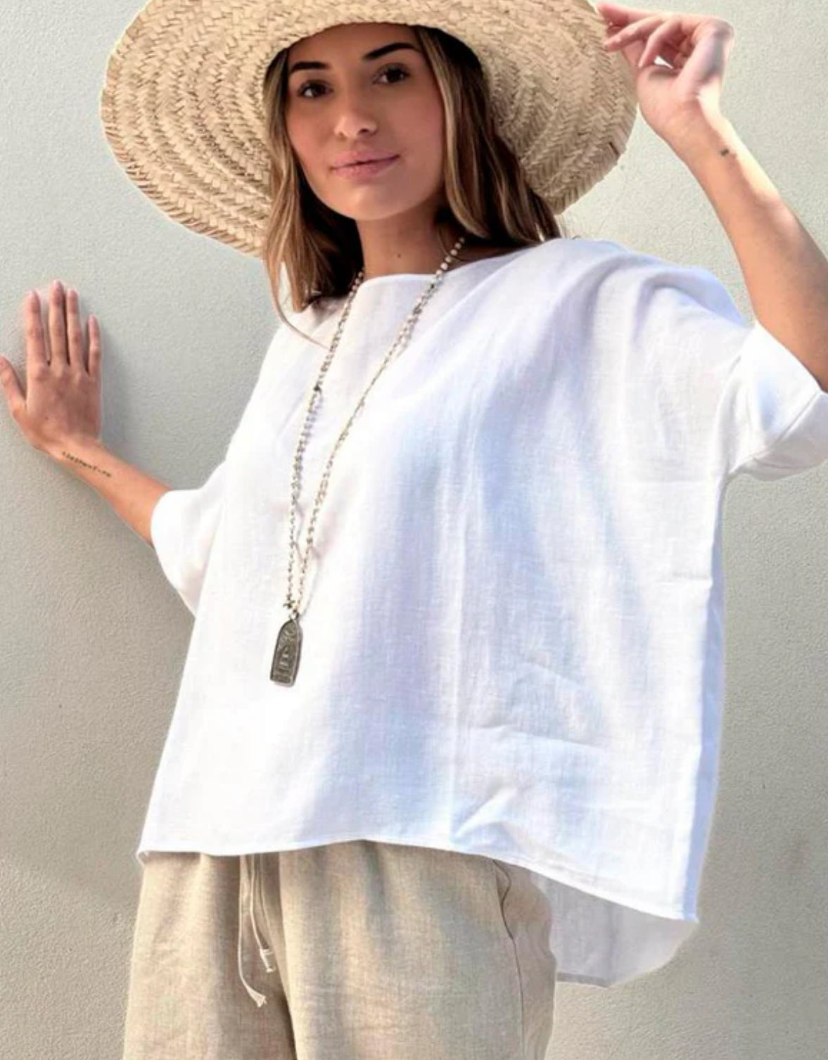 Oversized Linen T Shirt