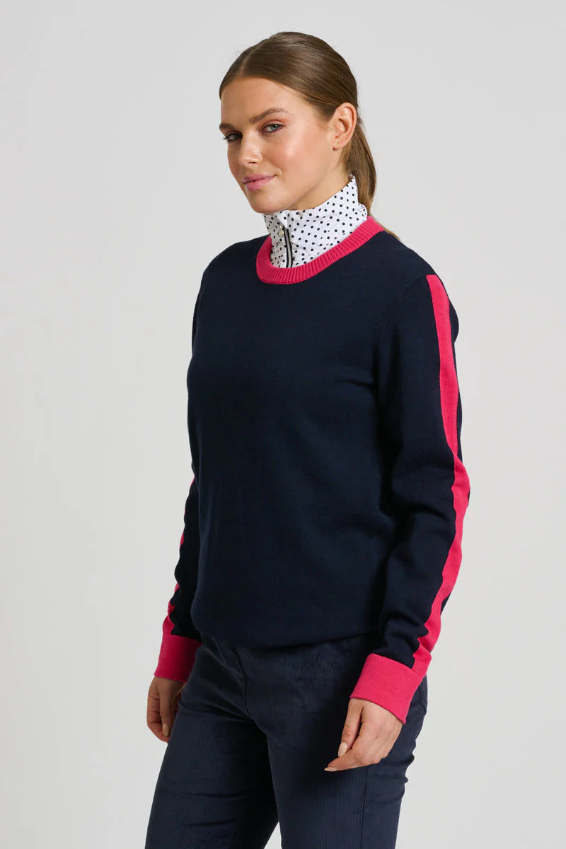 Club Highlands Sweater - French Navy Raspberry