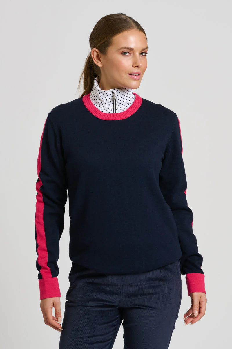 Club Highlands Sweater - French Navy Raspberry