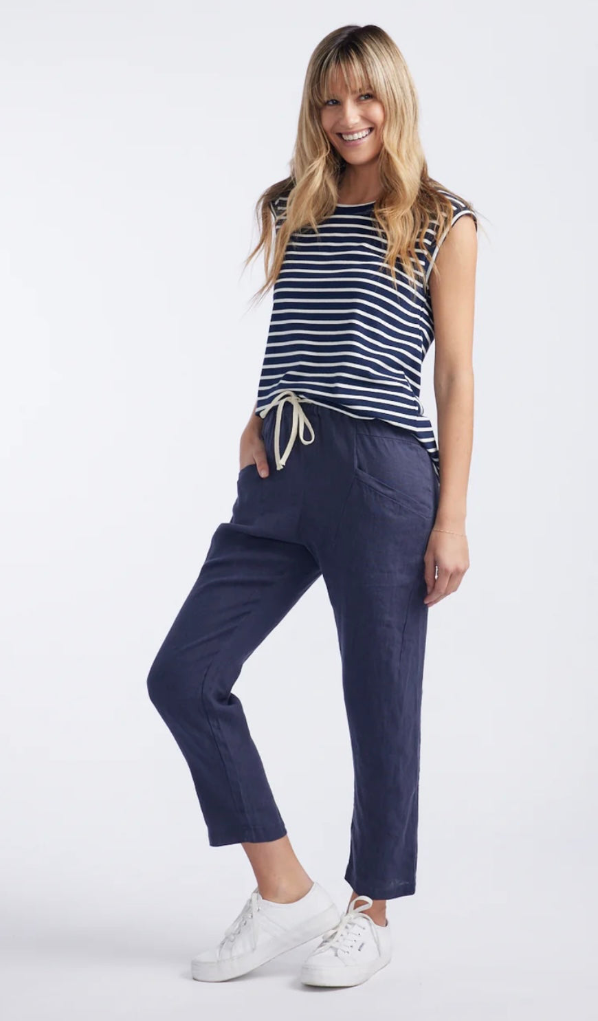 Luxe Linen Pant - Navy