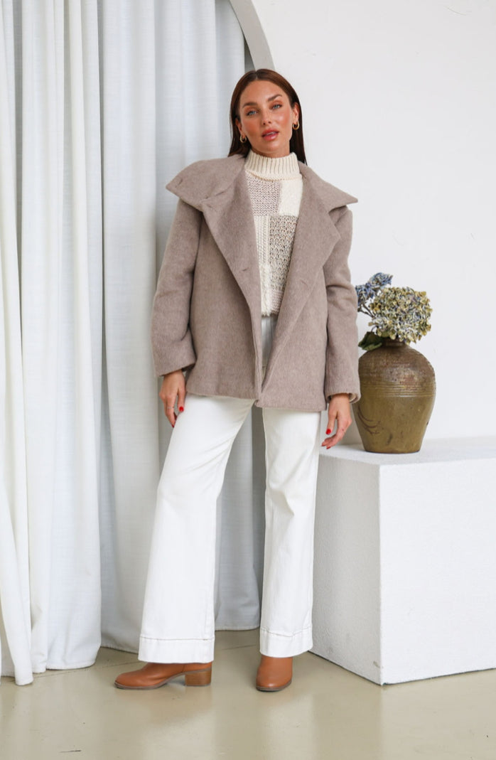 Ministry Funnel Neck Coat Wool Blend