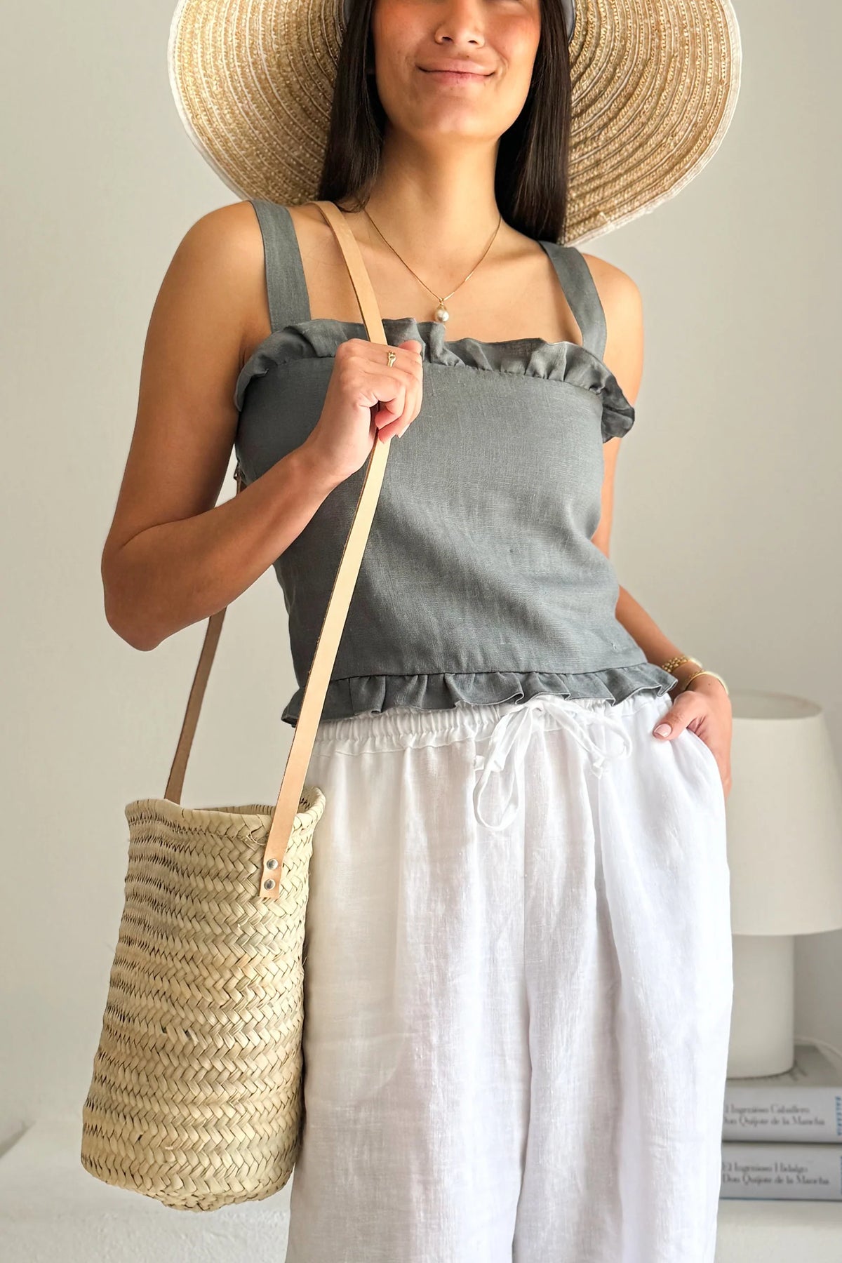 True Fantasy Linen Top - Smoke Blue