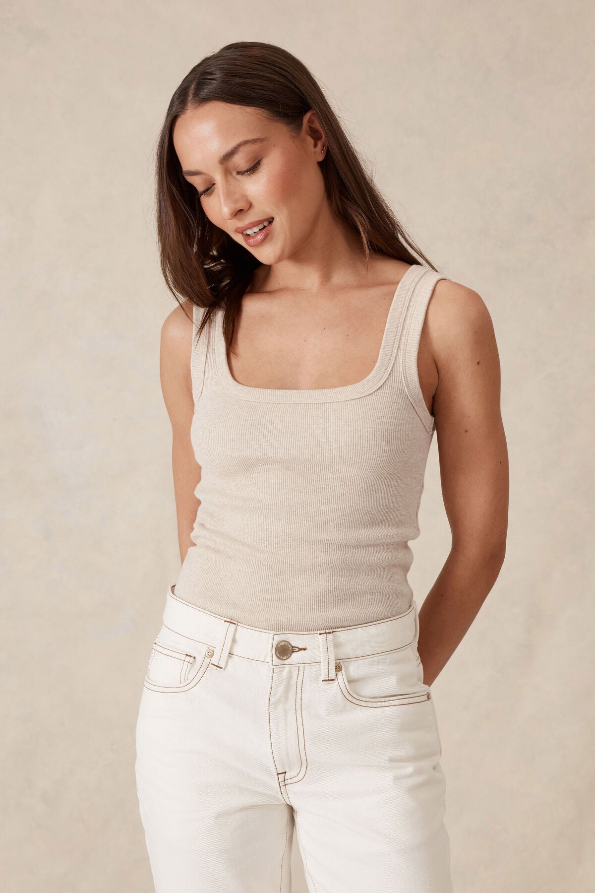 Square Neck Contour Rib Tank