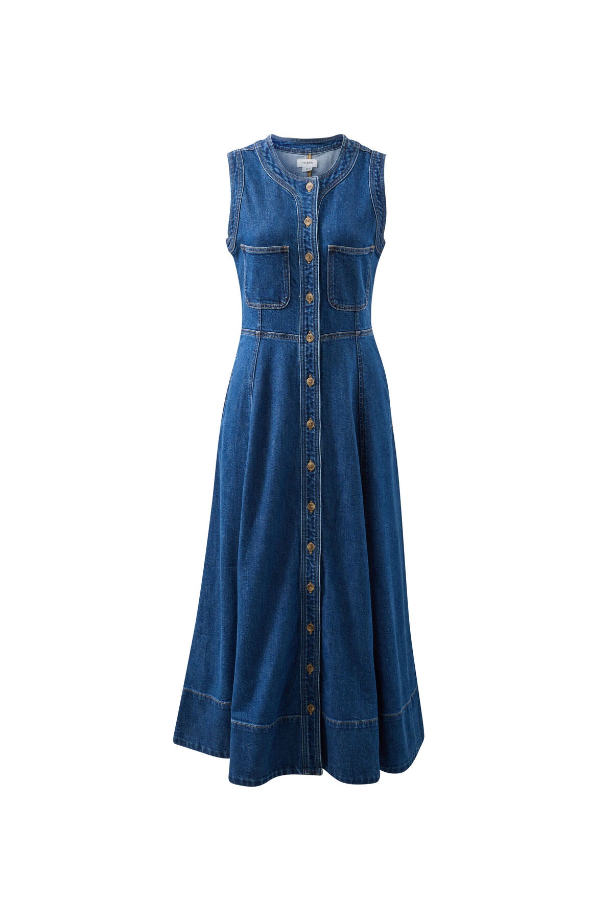 Hazel Midi Sleeveless Shirt Dress - Caspian Blue