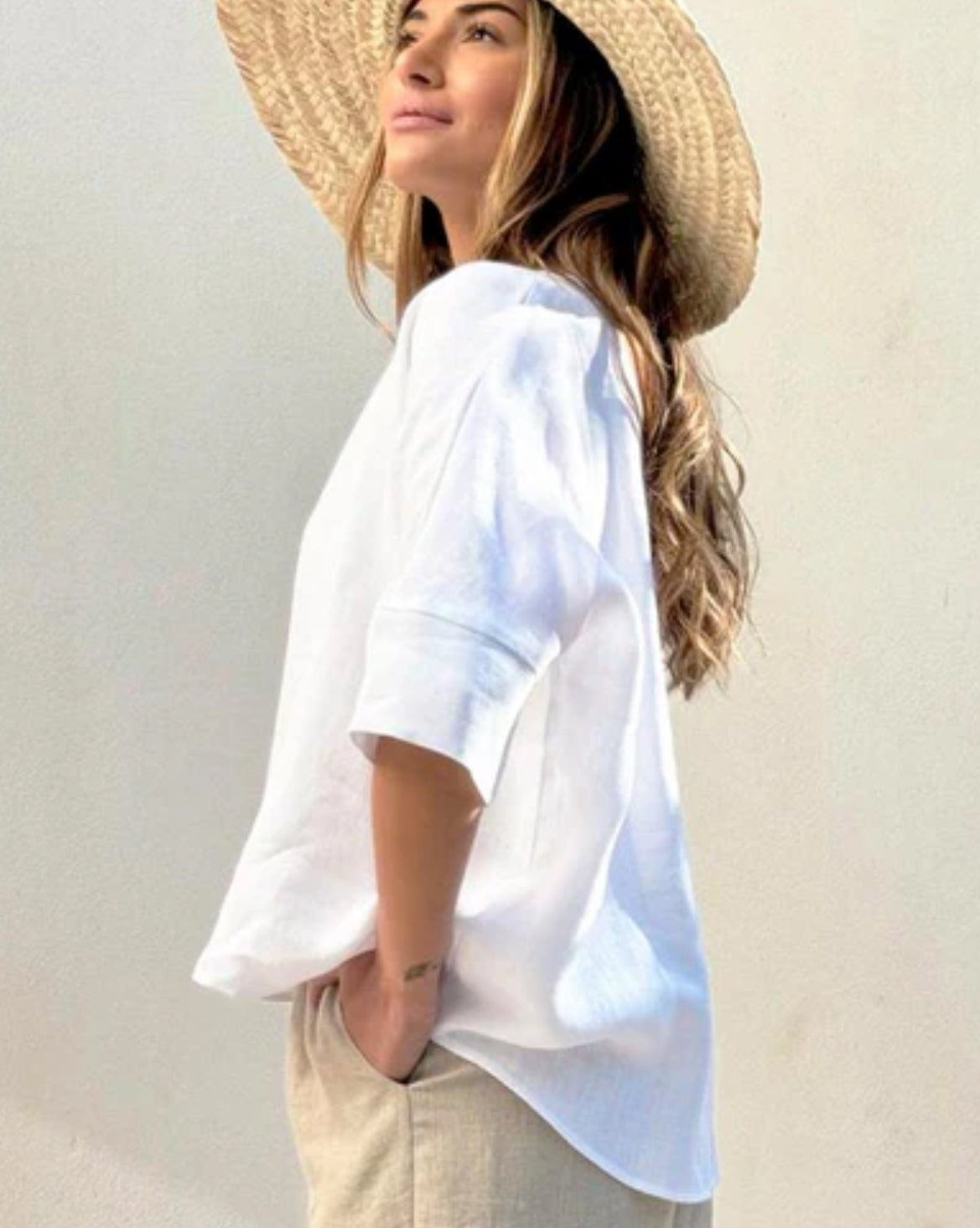 Oversized Linen T Shirt