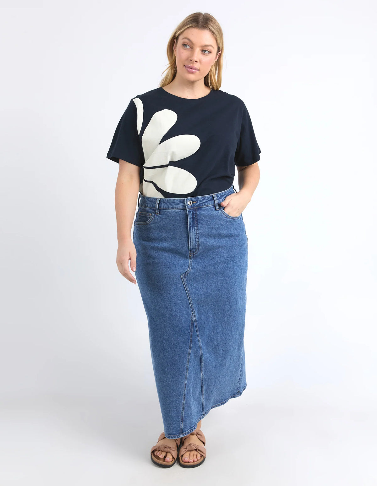 Zoe Midi Denim Skirt