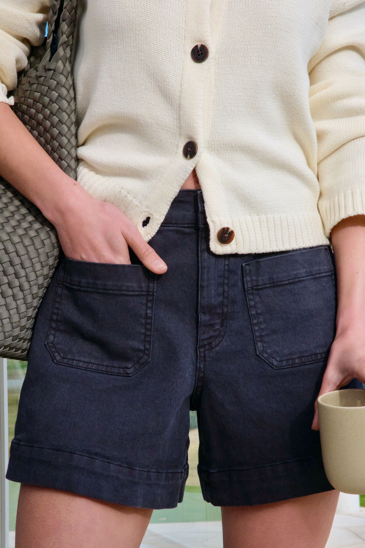 Denim Patch Pocket Short - Washed Black