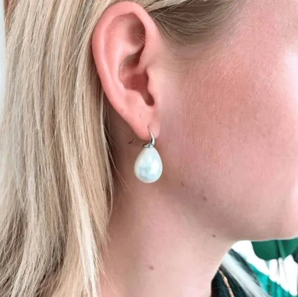 Sybella White Barque Pearl Earrings