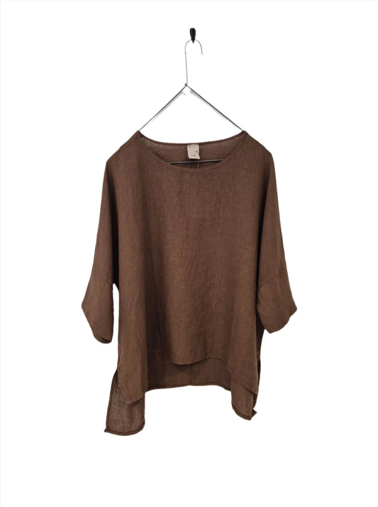 Artiste Linen Hi Lo Top - Tobacco