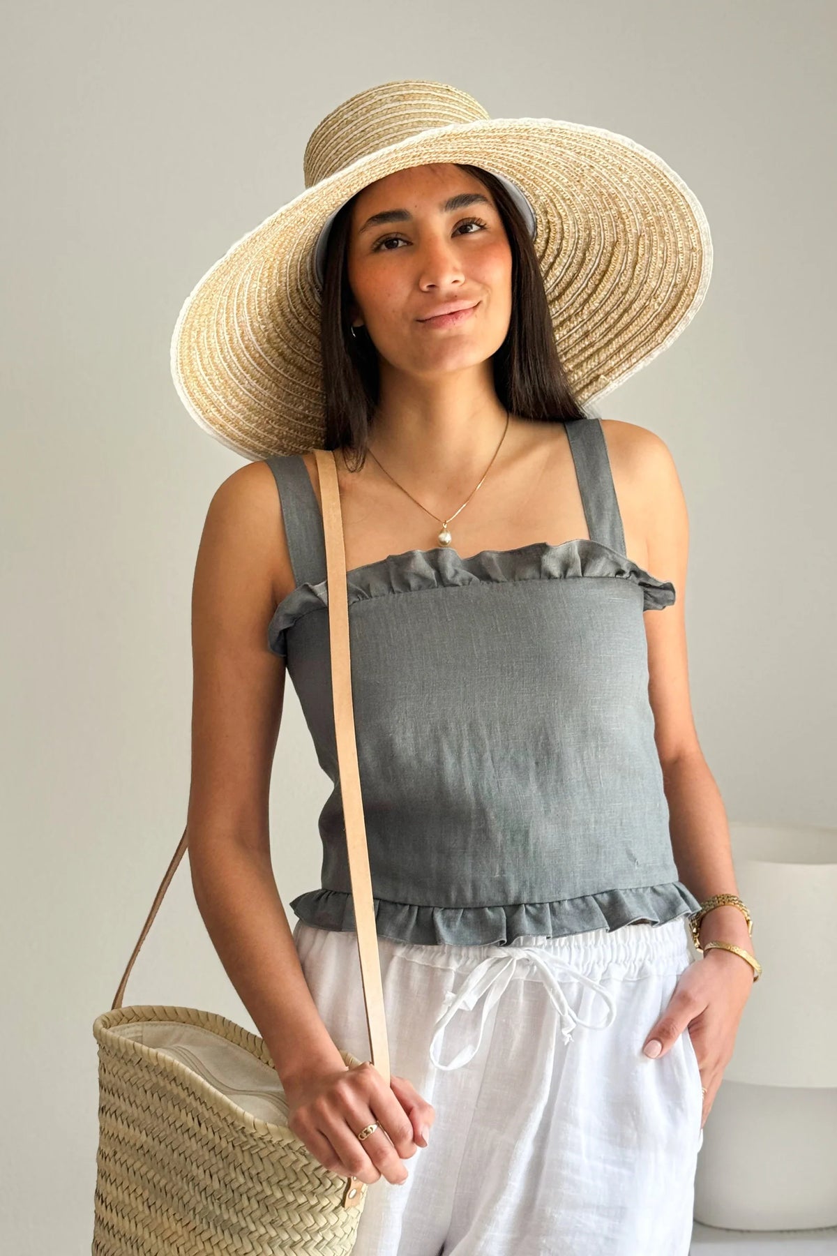 True Fantasy Linen Top - Smoke Blue