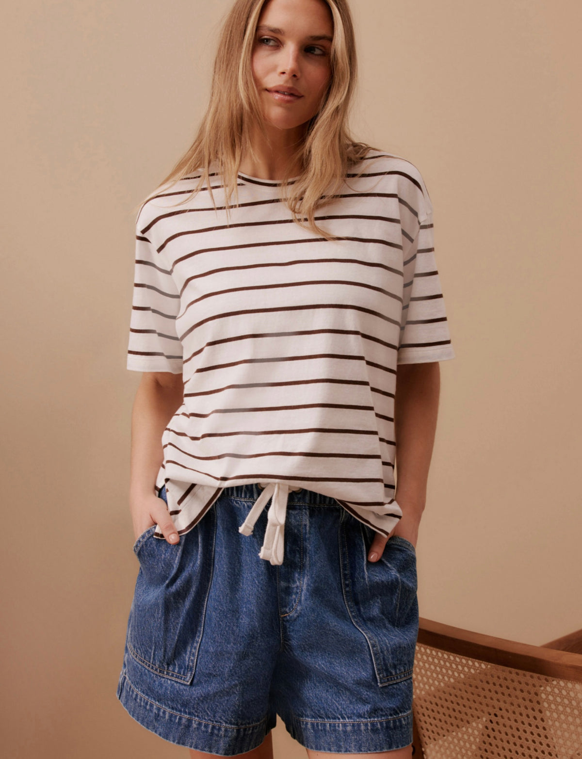 Stevie Fine Stripe Slouchy Tee