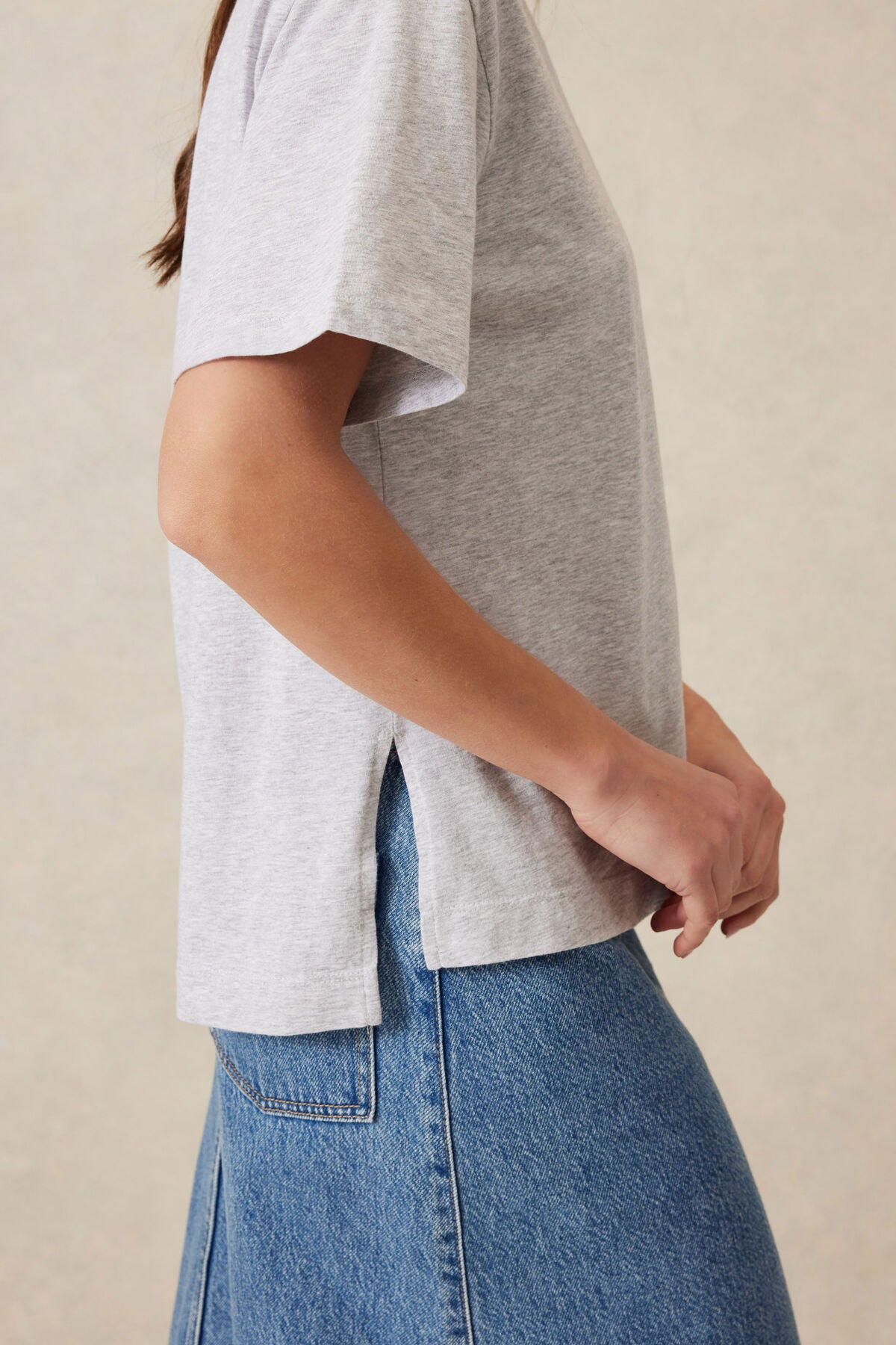 Slouchy Split Hem Tee - Anchor Print