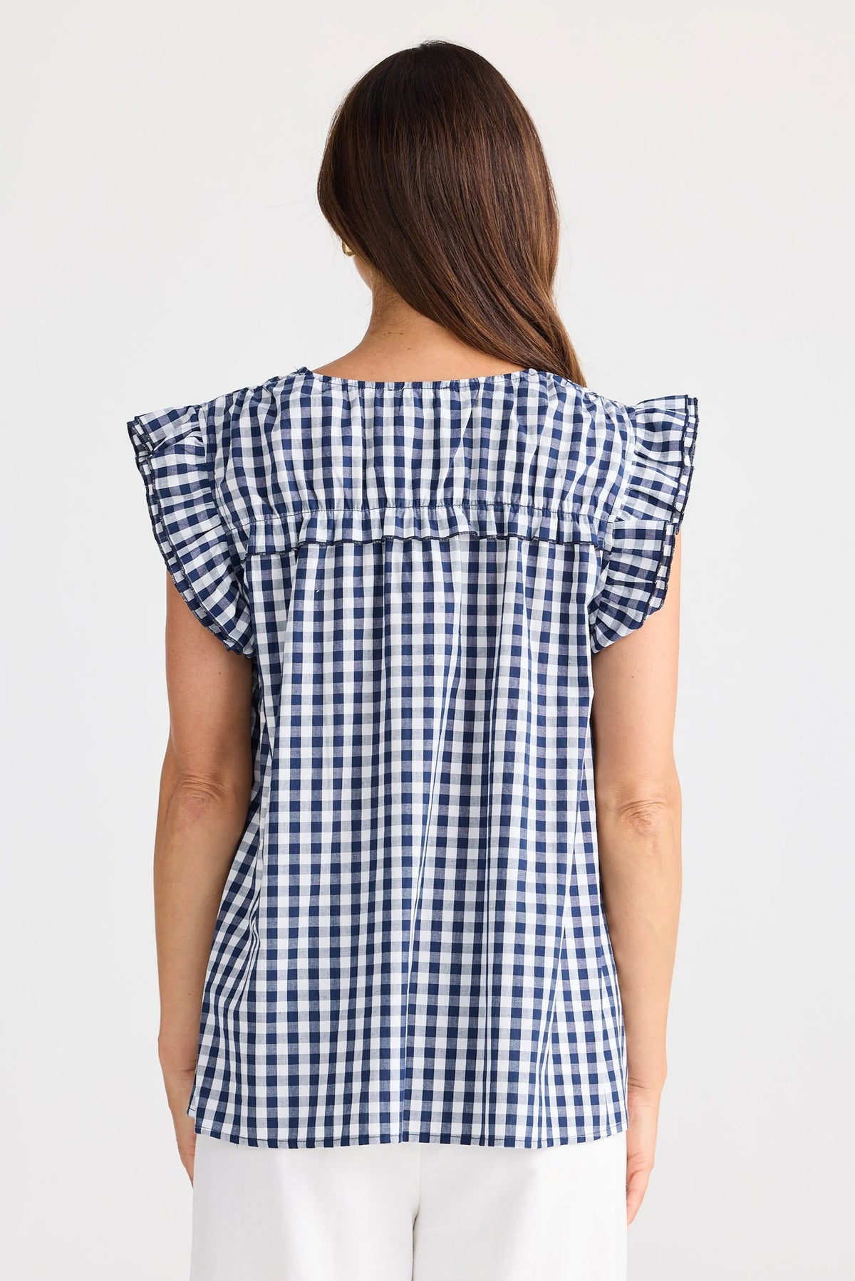 Paz Top - Navy Gingham