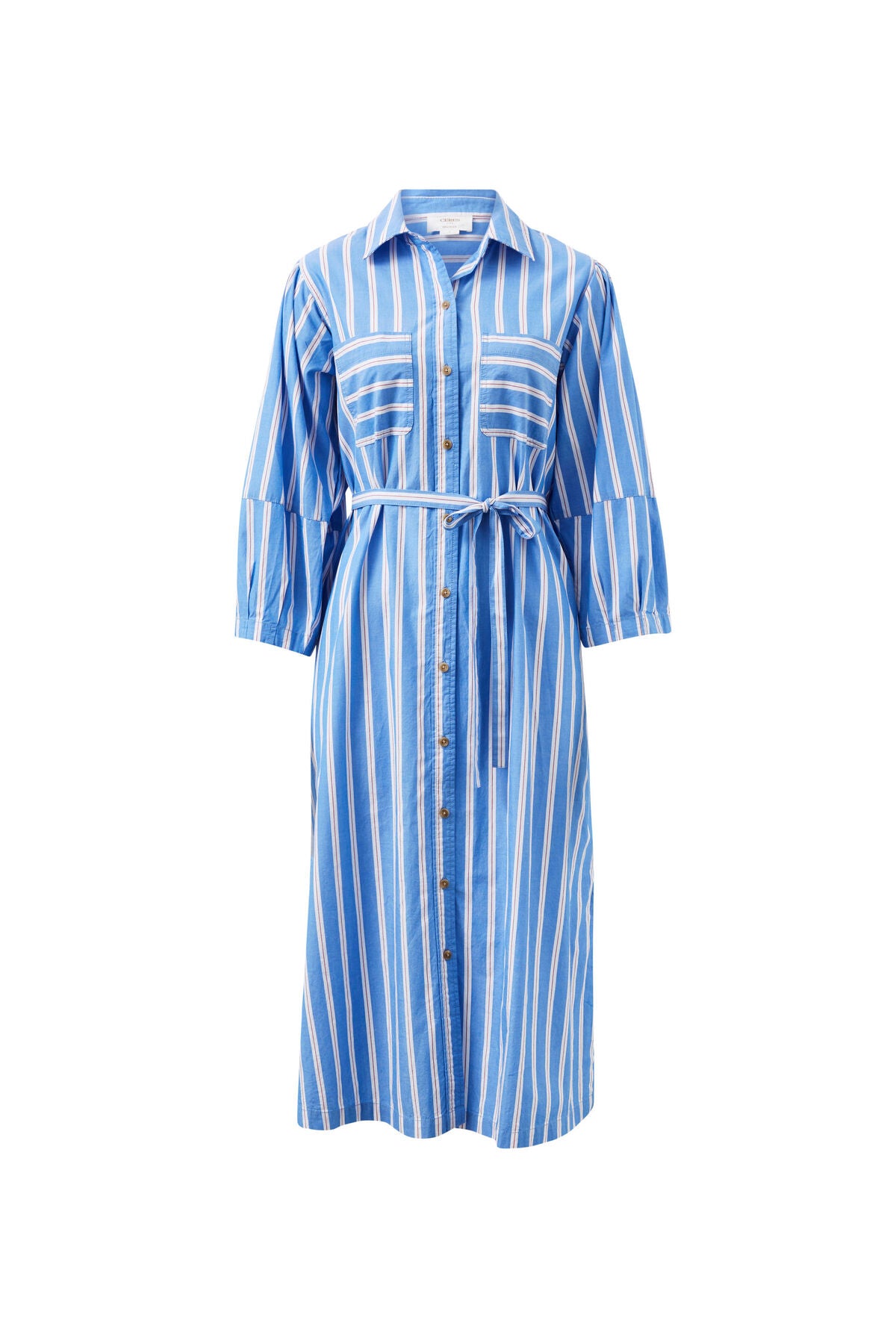 Midi Shirt Dress - Blue/White/ Red Stripe