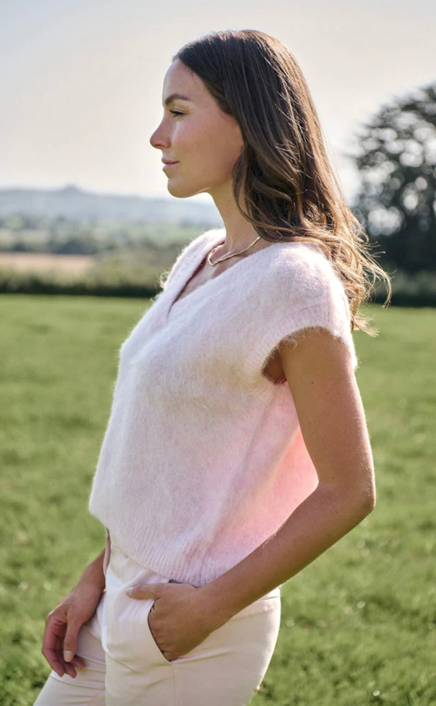 Blush Pink Brushed Vest