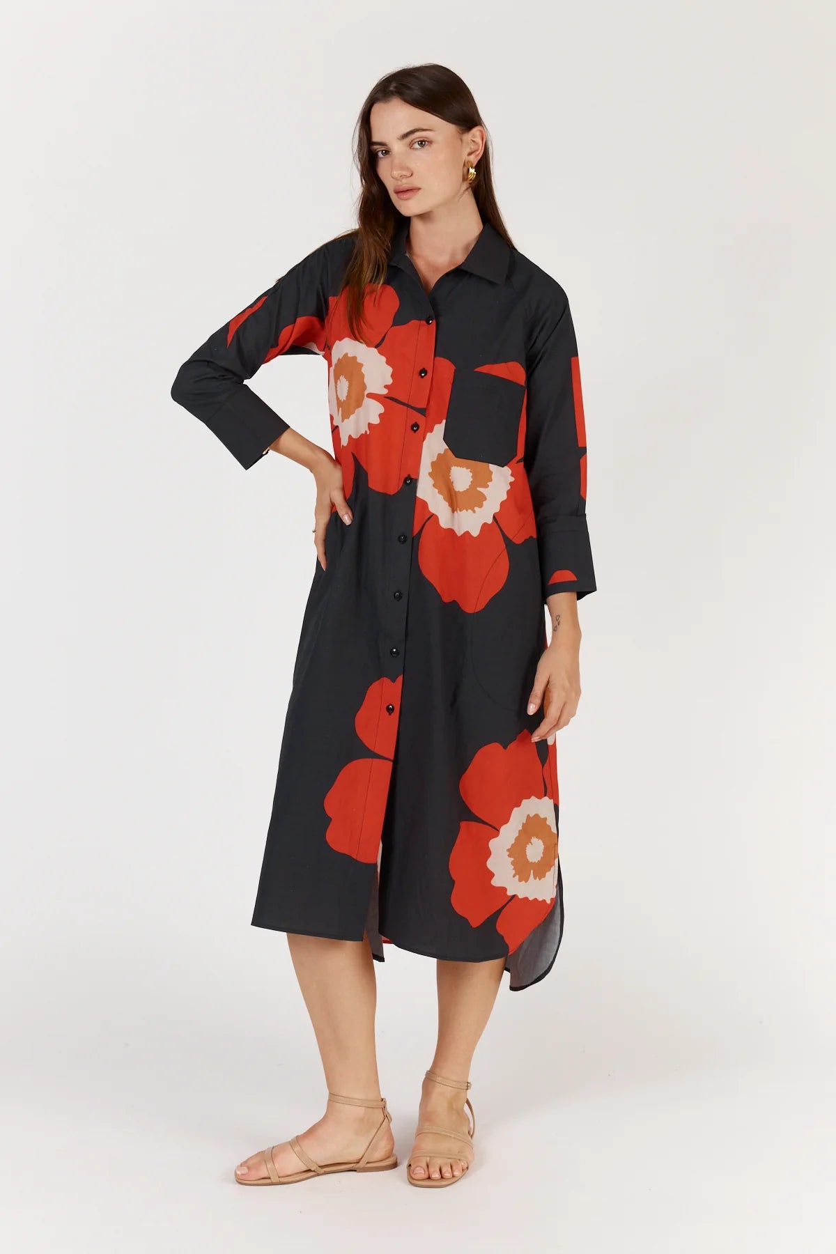 Poppy Shirtdress - Red