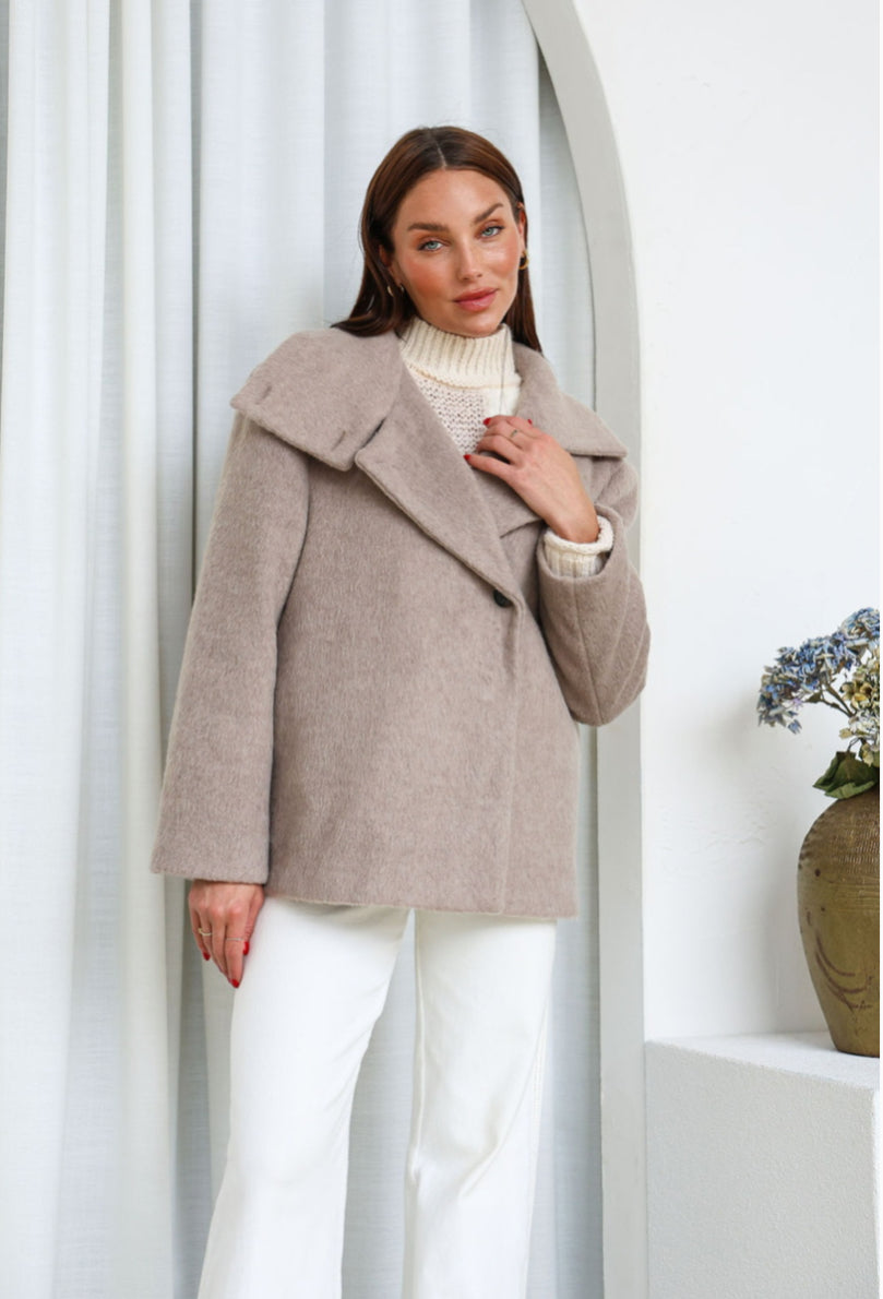 Ministry Funnel Neck Coat Wool Blend