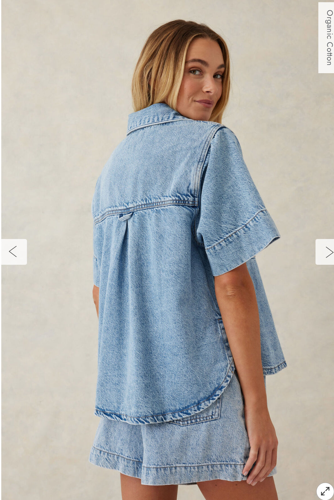 Short Sleeve Boxy Shirt - Denim